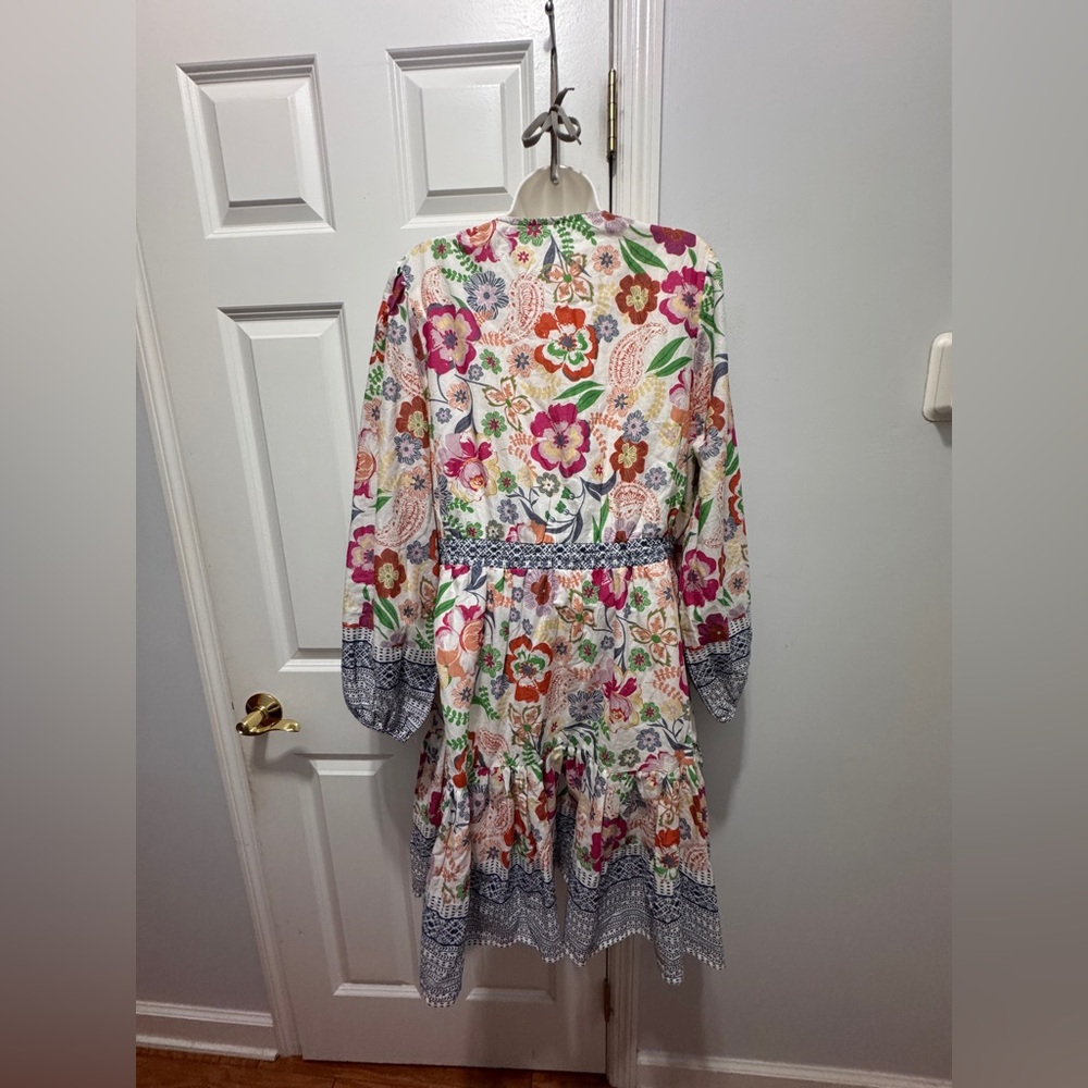 Kaktus Cream Long Sleeve Sundress with V-Neck size xl - Picture 5 of 9